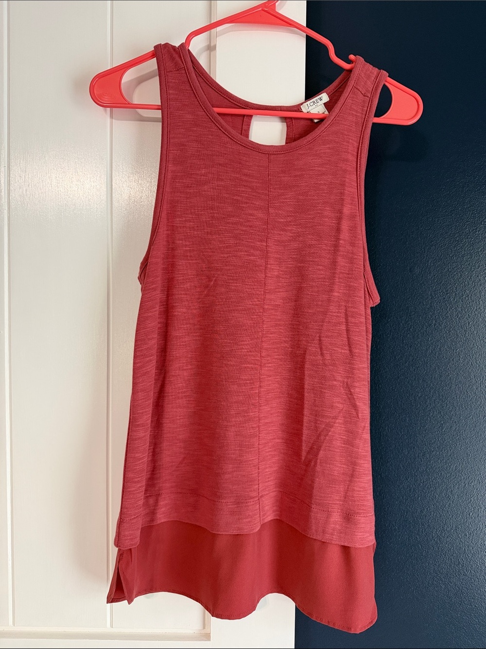 J. Crew Rose Pink Layered Tank with Back Keyhole